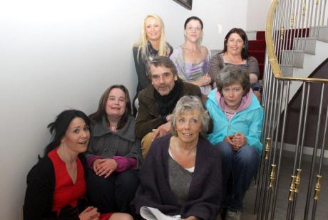 Jeremy Irons, with Joan Hamilton, Tenants & Staff on the stairs at Charleville Park Hotel. August 2011 – introduction to Another Way Home